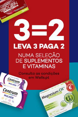 Leva 3 Paga 2 numa sele&ccedil;&atilde;o de Suplementos e Vitaminas - Consultar condi&ccedil;&otilde;es em Wells.pt